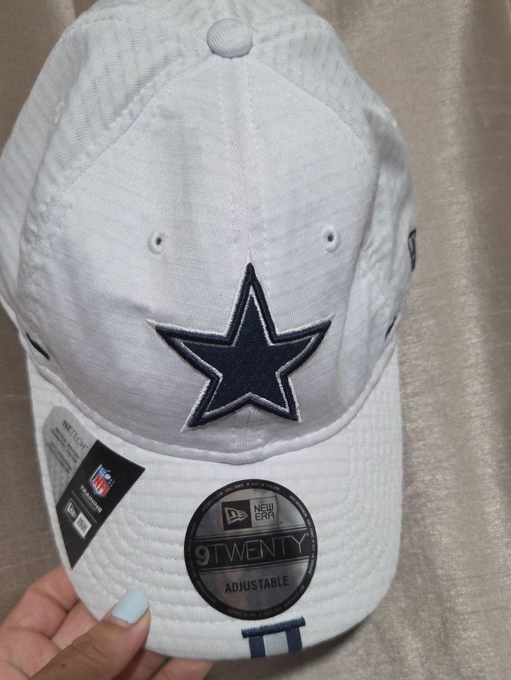 New Era White Cap with Navy Star Logo
